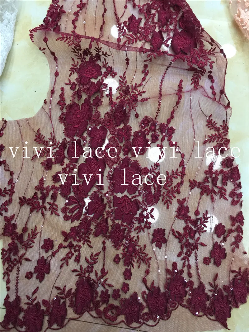 

5yards/bag xx001 wine color laser 3d net tulle mesh good nice french lace for bridal gown dress/wedding/sawing