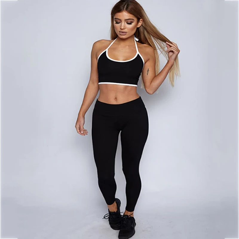Women Gym Sets Vest Pants Fitness Workout Clothing Running Girls Slim Leggings Tops Sleeveless Sport Wear Solid Suits |