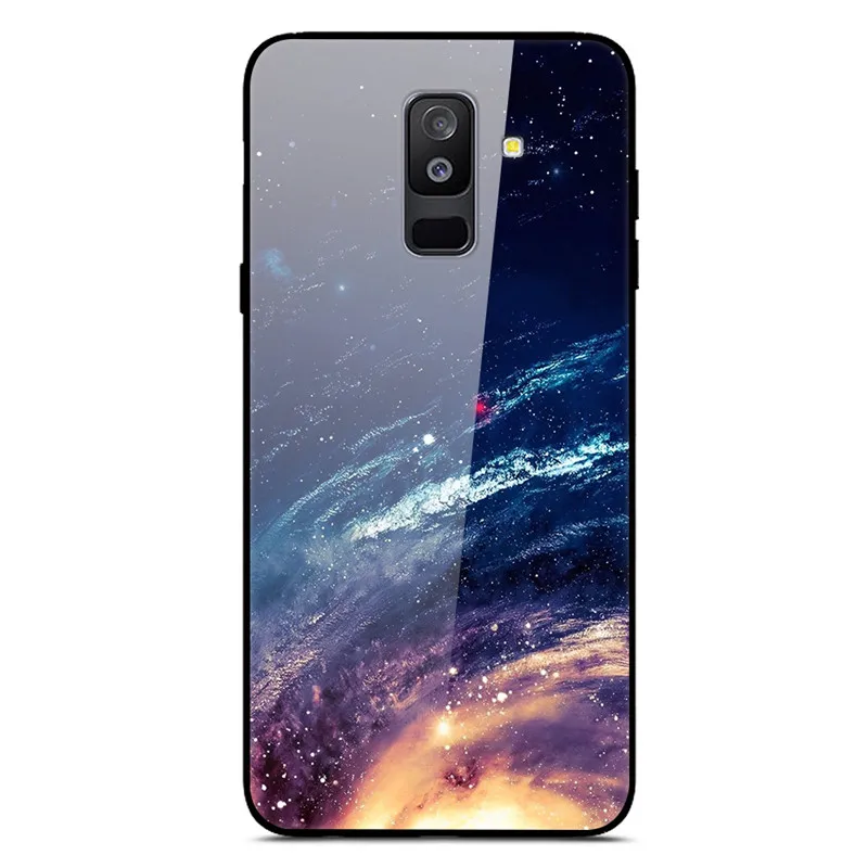 Для samsung Galaxy A6 Plus чехол из закаленного стекла с изображением планеты Космос чехол-накладка для samsung A6 Plus A605F+ жесткий чехол из поликарбоната