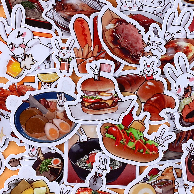 40 шт креативные kawaii самодельные наклейки с кроликом вкусная еда Скрапбукинг