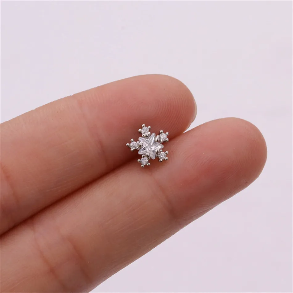 TTLIFE Various Crystal Flower Cartilage Piercing Helix Jewelry Stainless Steel CZ Ear Stud Tragus Cartilage Conch Earring Stud