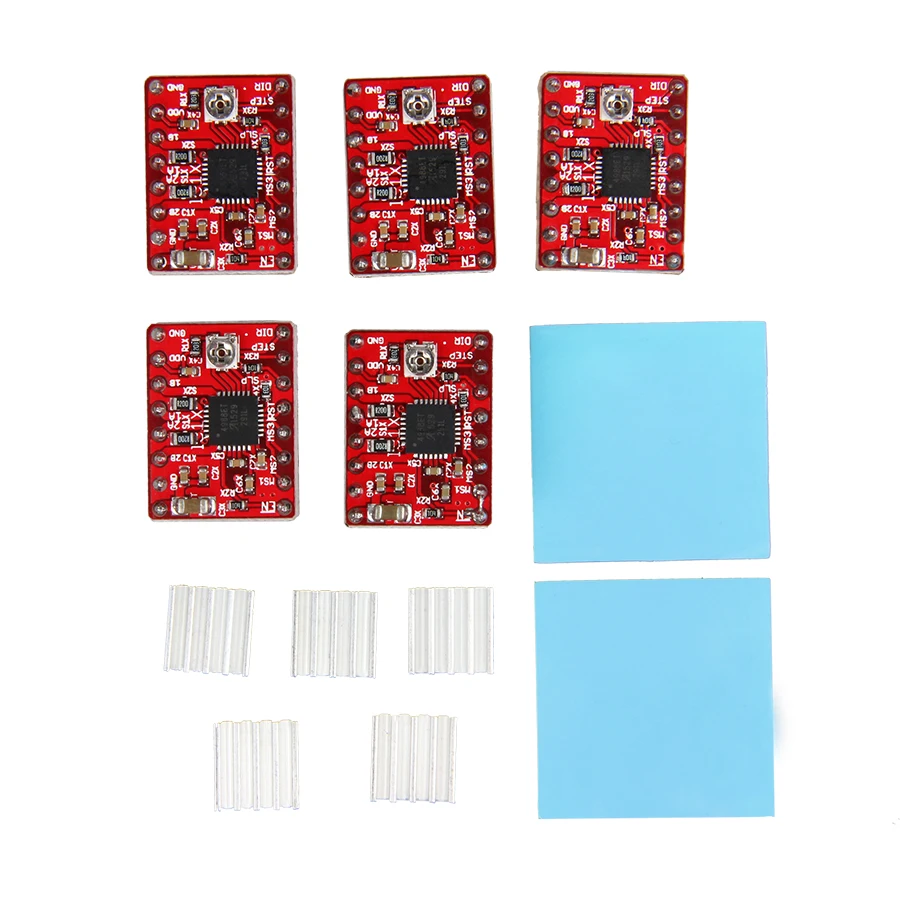 5 шт./лот RepRap Pololu A4988 Шаговые двигатели модуль драйвера с Алюминий радиатора и adhseive