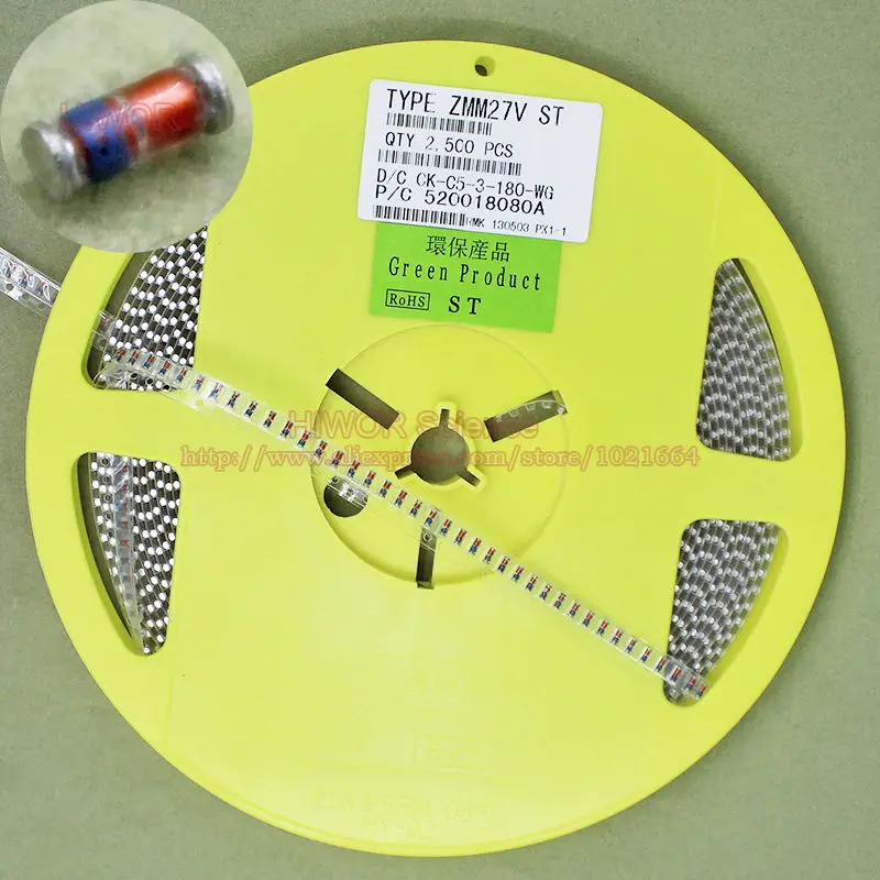 200 шт./лот) ZMM27V 0,5 W smd диоды Зенера 0,5 Вт туннельный диод 27 V 1/2 W 27 V кремния плоскостной транзистор зенеровские диоды 1206 LL34