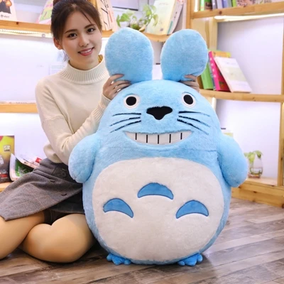 Blue Поп Из японского аниме Тоторо Плюшевые игрушки гигантская милая кукла Тоторо Подушка для детей мальчиков и девочек подарок 39 дюймов 100 см - Цвет: Blue