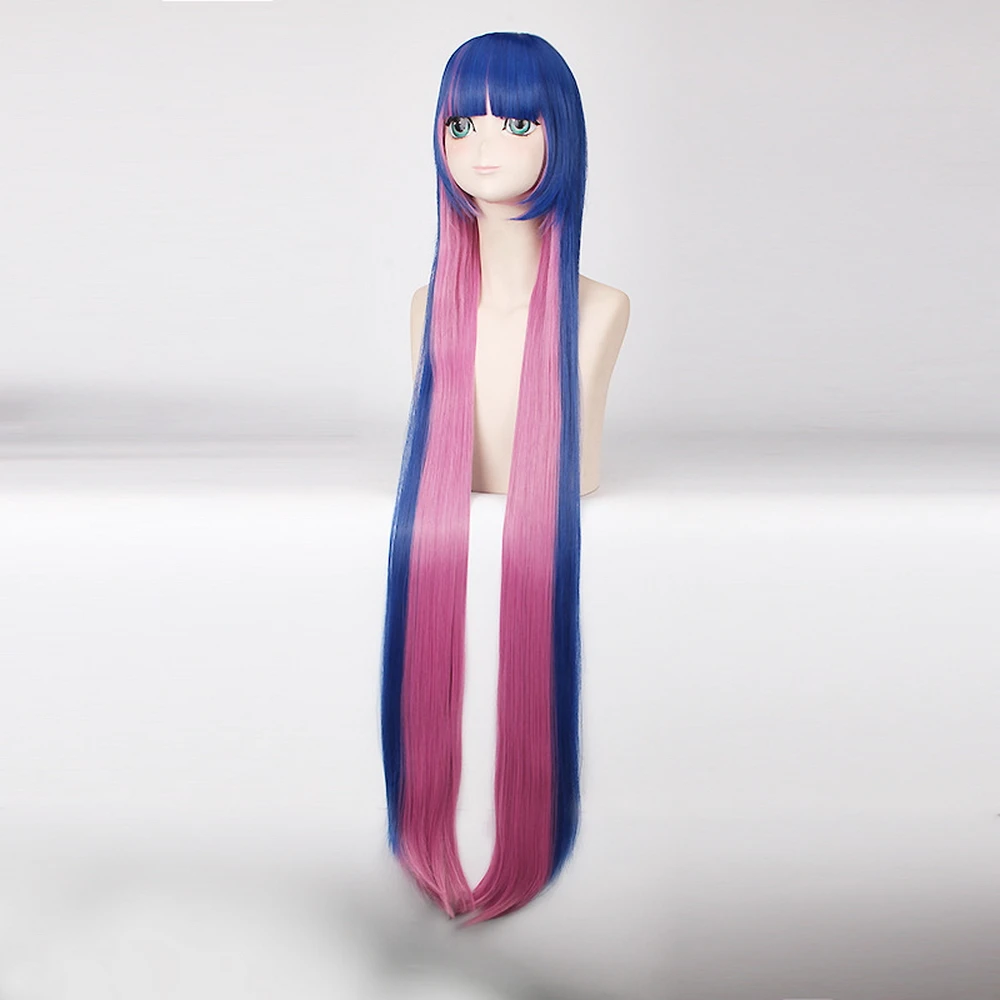 Новинка Аниме Трусики & чулок с 120 см длинные прямые Синий Розовый Косплей парики