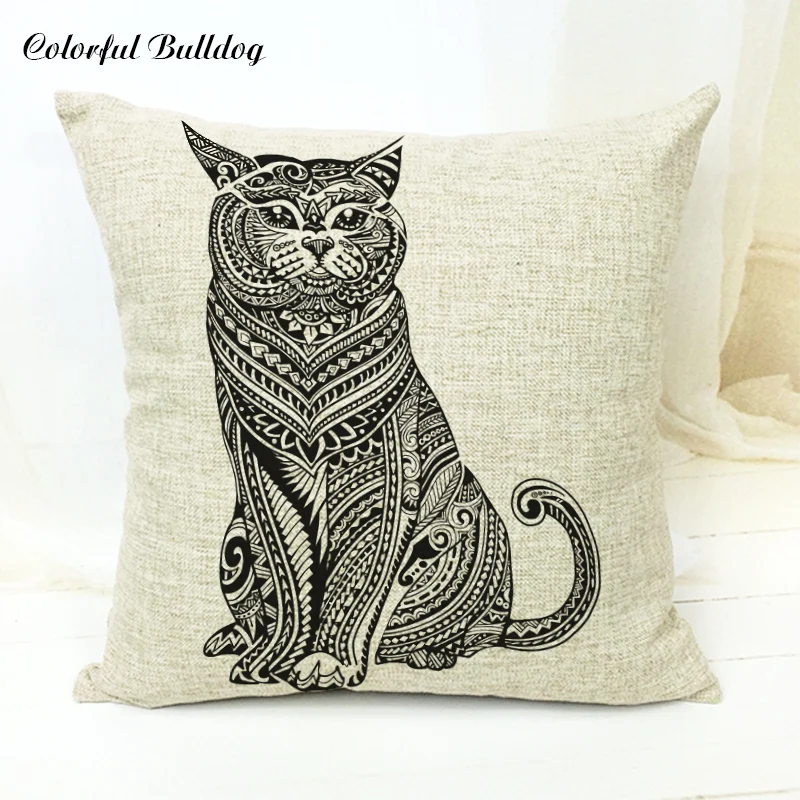 Красочные геометрические чехол для подушки с изображением животных кошка маска