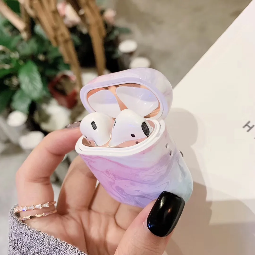 Мраморный чехол для наушников Airpods 2 чехол Роскошный Жесткий Чехол для наушников чехол для наушников Аксессуары для Apple Air pods зарядная коробка