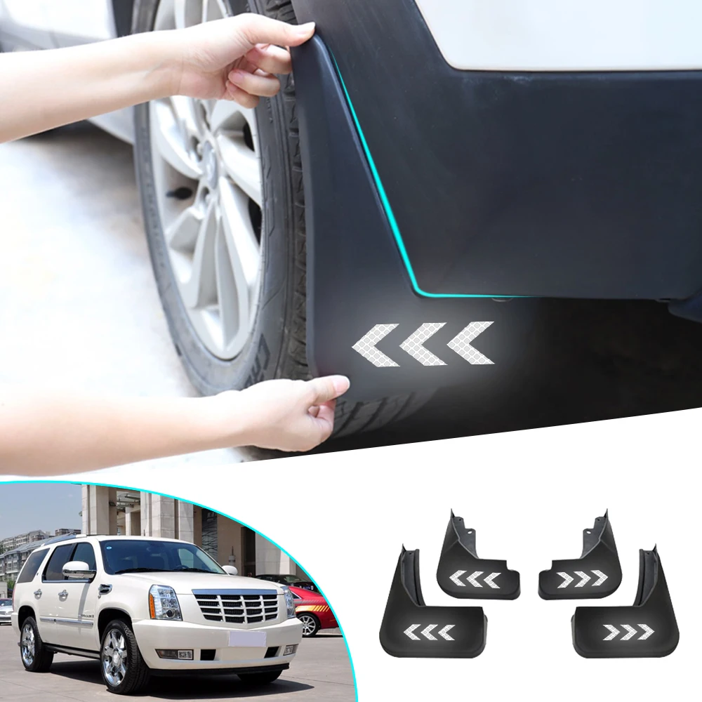 

Mud guards For Cadillac Escalade 2007 2008-2014 GMT900 Car Mud Flaps Fender Mudguards Reflective Warning Mudflaps Splash Guards