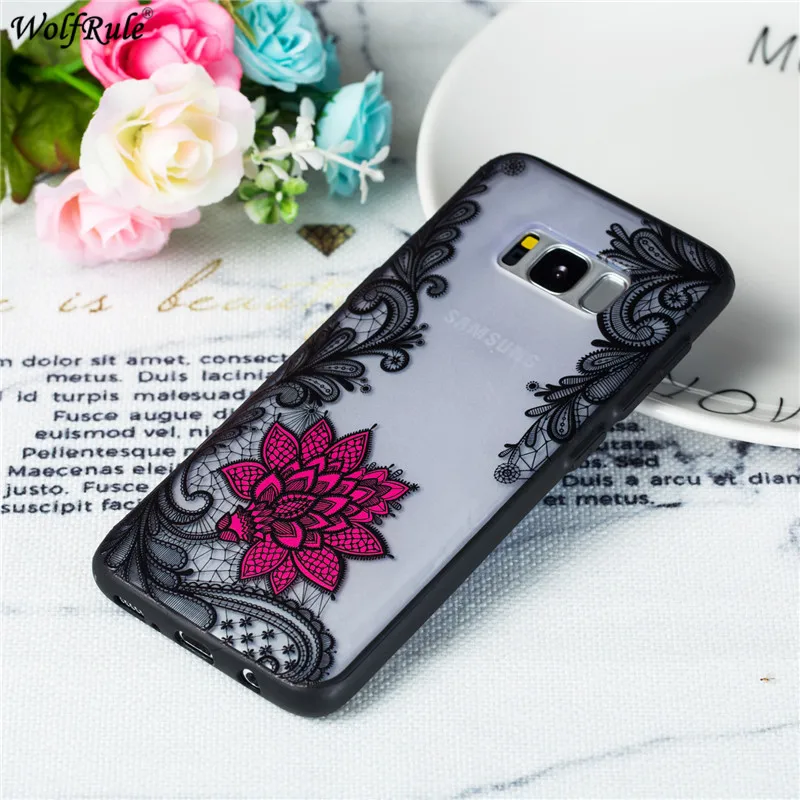 For Cover Samsung Galaxy S8 Plus Case Embossed Lace Rose Phone G955 6.2'' |