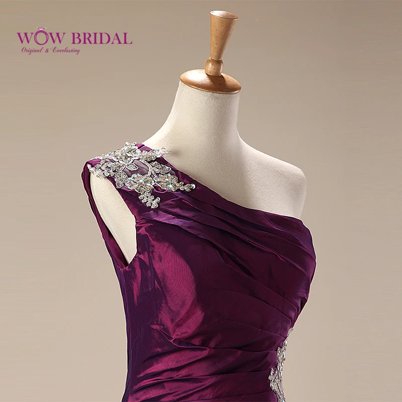 

Wowbridal Purple Mother of the Bride Dresses One Shoulder Short Knee Length Evening Dresses Mother Bride Suit SH0022