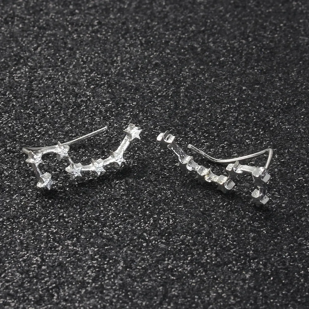 DoreenBeads Девушки Женщины сережки-гвоздики большие медведи Зодиак Созвездие ушные Альпинисты ушные ползунки золотой цвет/серебряный цвет 1 пара