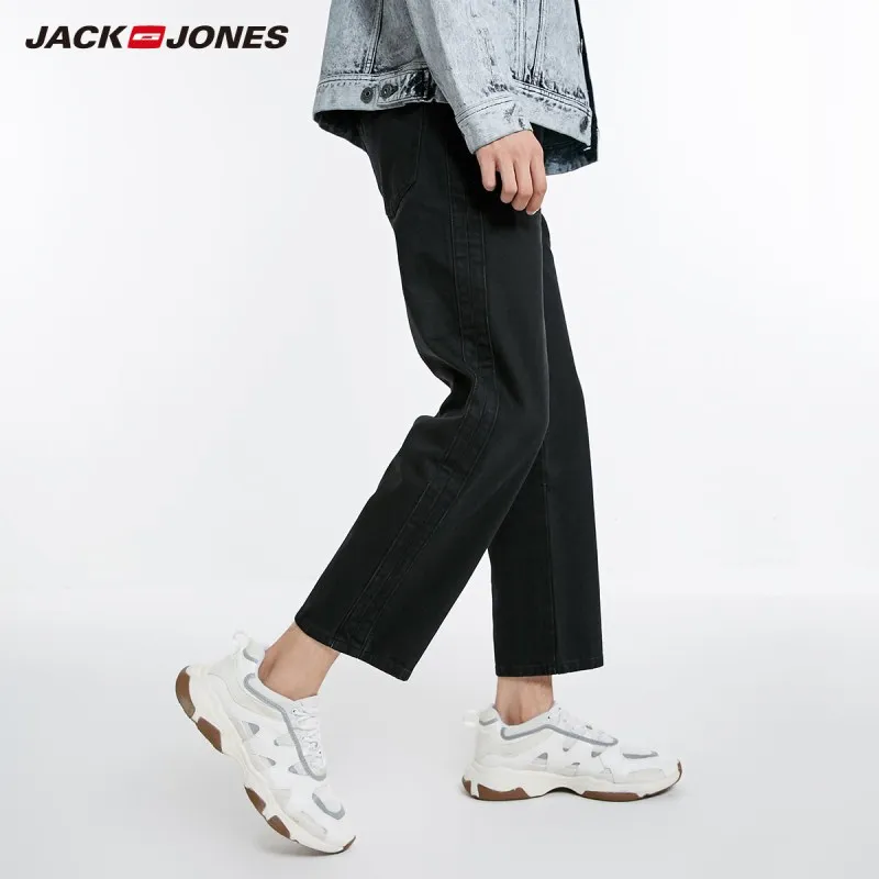 Мужские прямые джинсы JackJones свободные укороченные черные Мужская одежда J |