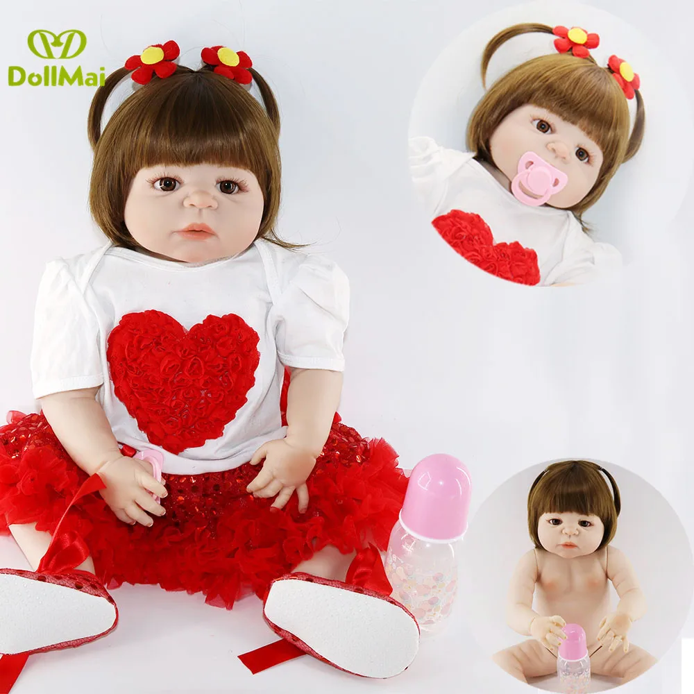

Reborn girl doll 22"55cm bebe silicone reborn babies dolls toys for kids gift adorable princess toddler bebe boneca reborn