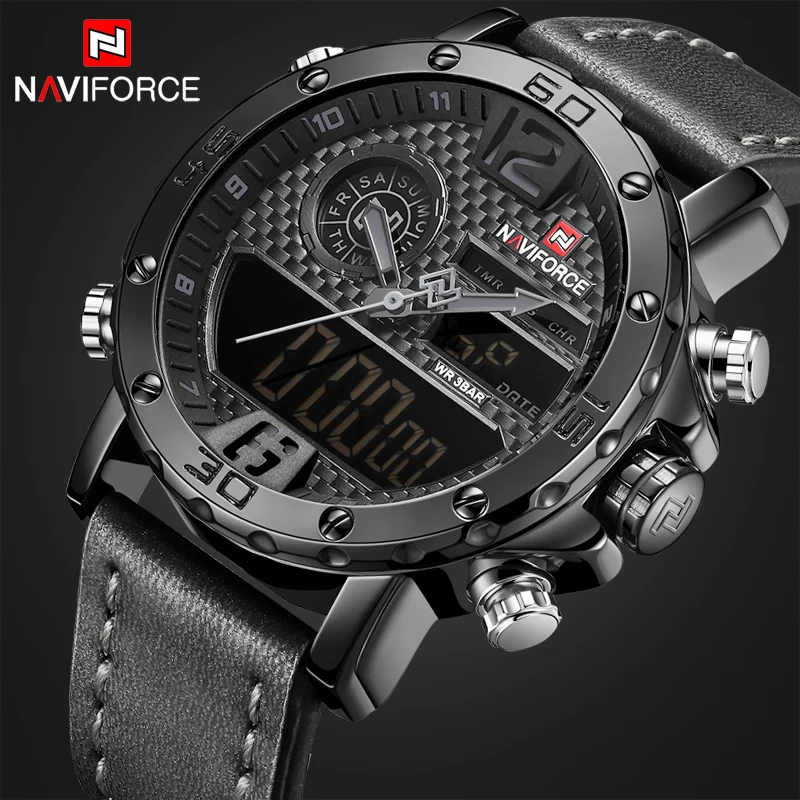 NAVIFORCE Роскошные Брендовые мужские модные спортивные часы водонепроницаемые