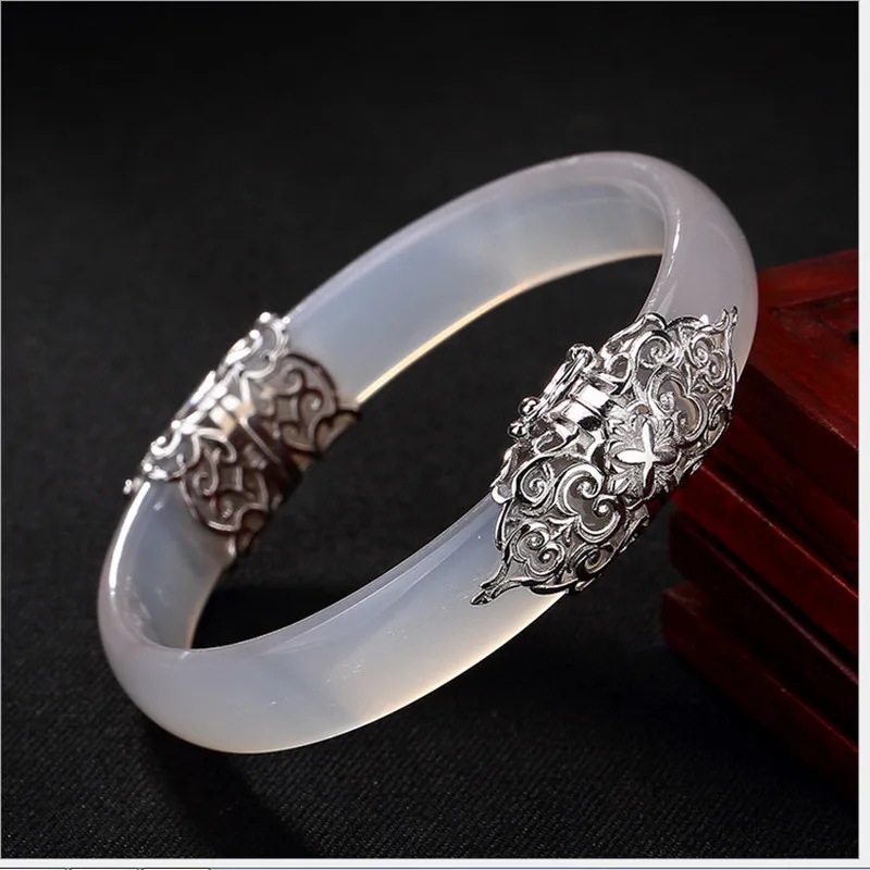 Браслет женский из серебра 925 пробы с драгоценными камнями|Гибкие и жесткие