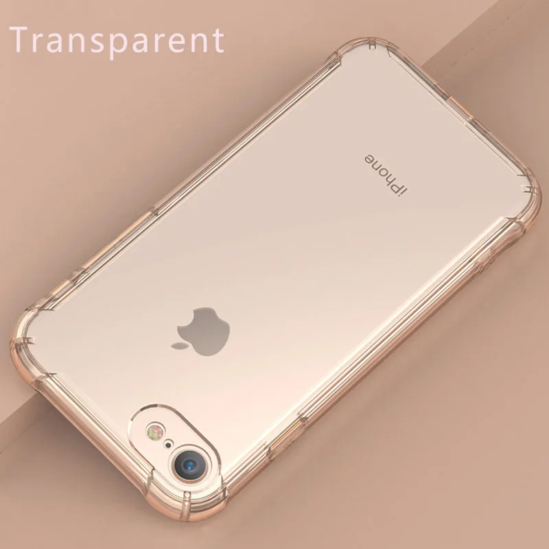 Полная защита противоударный ТПУ силиконовый чехол для iPhone 8 7 6 6S Plus Прозрачный