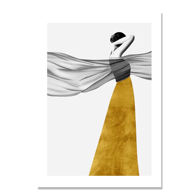 Nordic Style Abstract Gold Yellow Poster Wall Picture Print Art Canvas Painting Modern Home Cuadros Decoration Salon Unframed | Дом и сад