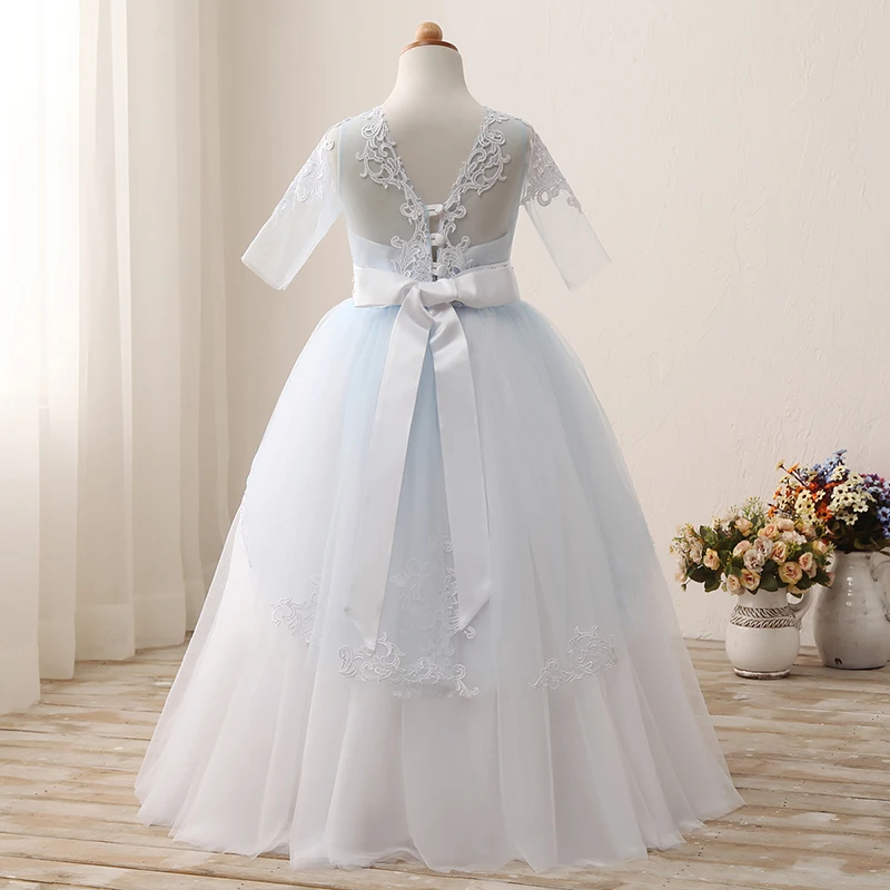 Vestidos De Primera Comunion бальное платье с рукавами до локтя и открытой спиной кружевное
