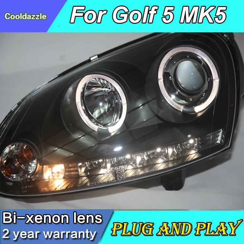 Для Volkswagen Sagitar, Golf 5 MK5 светодиодный ангельские глазки фары 2003 2004 2005 2006 2007 2008 год с дневными ходовыми огнями