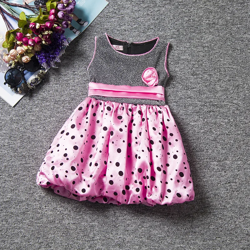 Летние платья для девочек повседневная детская одежда из хлопка с узором в точку
