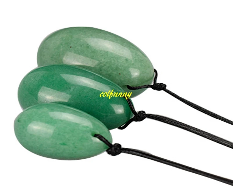 3pcs Natural Green Aventurine Jade Egg for Kegel Exercise Pelvic Floor Muscle Vaginal Exerciser Drilled Yoni Ben Wa Ball |