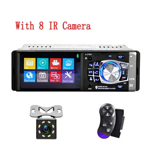 With 8 IR Camera Podofo Автомагнитола стерео Bluetooth 1 din 12V " HD MP3 аудио стерео Мультимедийный плеер USB SD AUX-IN Автомагнитола 1DIN Автомагнитола - Цвет: With 8 IR Camera