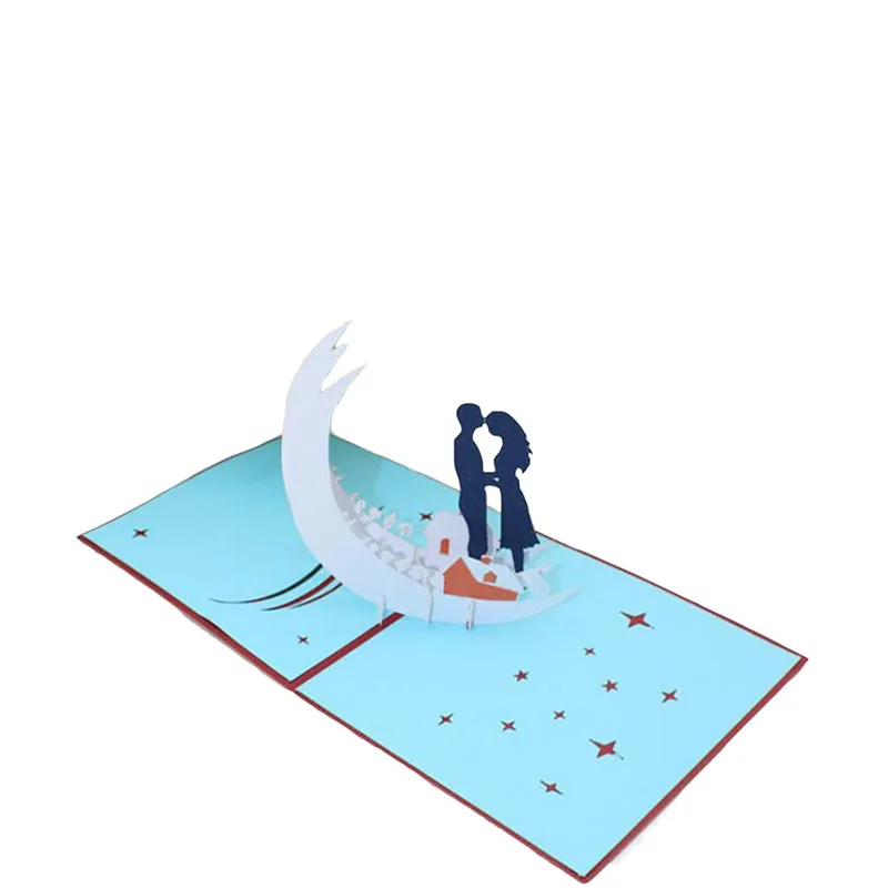 Романтичный любовник помолвка 3D всплывающие поздравительные открытки лазерная