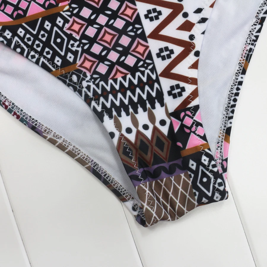 ZMTREE ретро купальники с принтом Женский цельный купальник винтажный пляжный