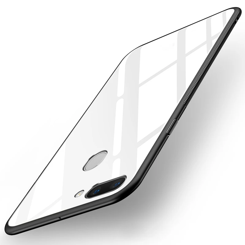 UPaitou закаленное Стекло чехол для OPPO F11 R17 RX17 Neo R15 Pro Чехол из мягкого ТПУ с закругленными краями и защитой от осень твердость Стекло чехол для OPPO RX17 Neo чехол - Цвет: Белый