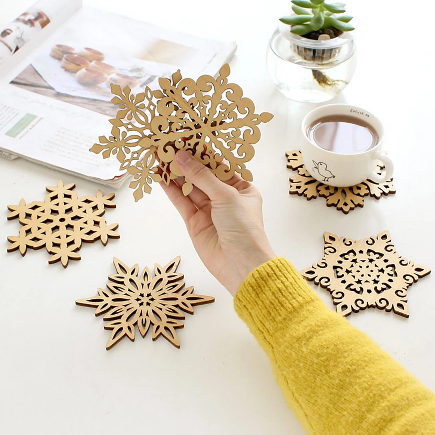 Подставка деревянная для чашки 6 шт.|Коврики и подложки| |