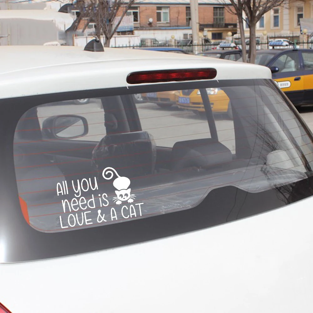 

17*10.56cm Styling Stickers Funny Love and Cat Car Stickers Vinyl Decal Personality Waterproof Accessories