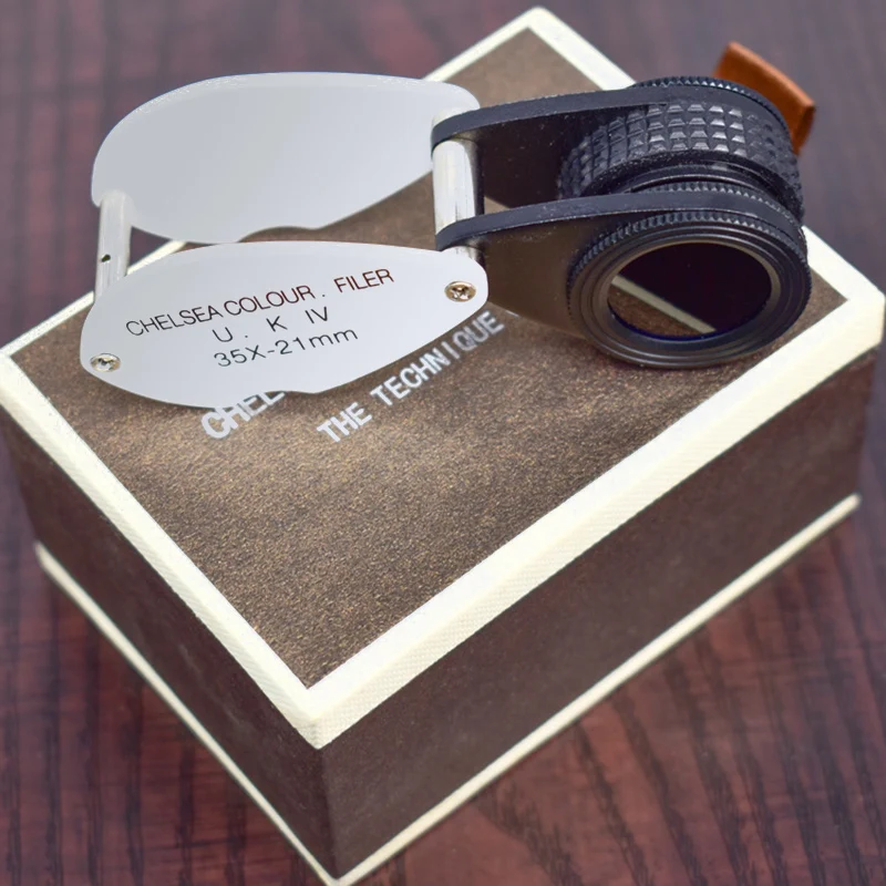 35X Складная Ювелирная Лупа Челси нефритовый цветной фильтр двойная линза