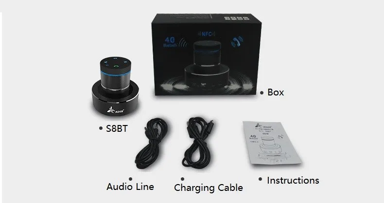 ADIN 26 Вт металл вибрации Bluetooth Сабвуфер Динамик NFS сенсорным Hi-Fi Портативный мини Беспроводной Динамик 360 стерео звук громкий звуковой сигнал Динамик s