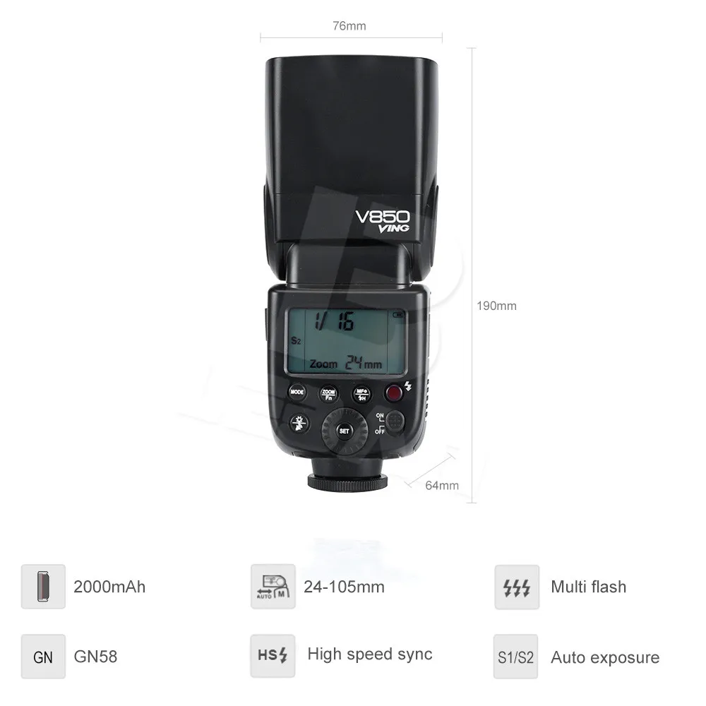 Godox V850 GN58 литий ионный аккумулятор для Камеры Вспышка Speedlite + FT 16S Беспроводное