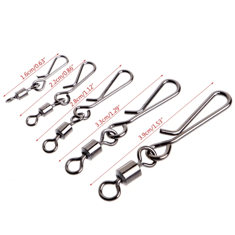 

OOTDTY 50pcs Swivels Rolling Swivel Interlock Snap Size 2/4/6/8/10 Hook Lure Connector Terminal Tackle Swivel Fishihooks Device