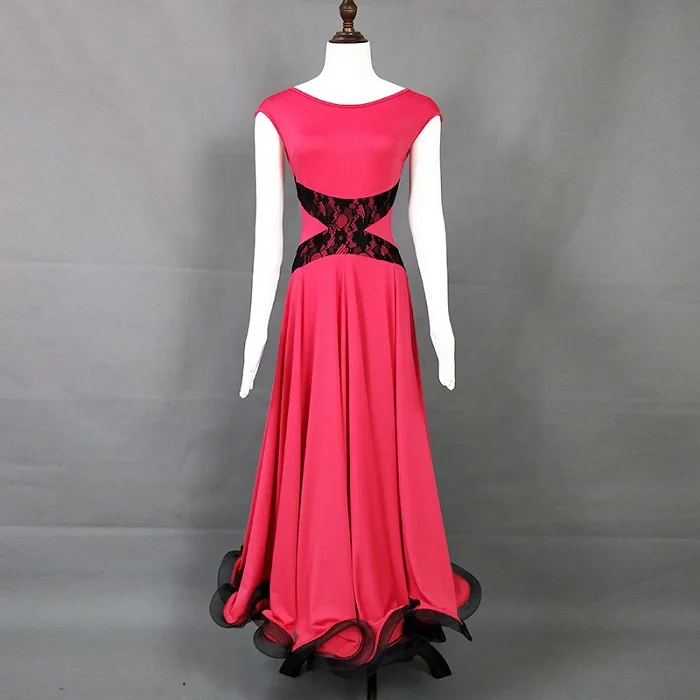 Rose red Бальные Танцевальные соревновательные платья для взрослых без рукавов молочное шелковое испанское Фламенко танцевальное платье женское сценическое платье DN3278 - Цвет: Rose red