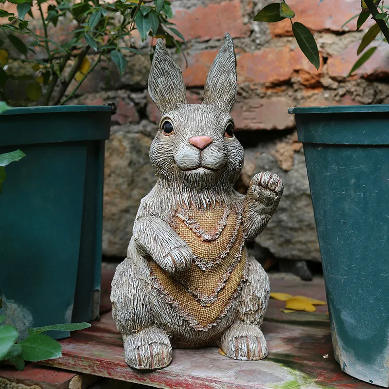 Resin Art Decoration Cartoon Sculpture Decoration Simulation Animal Rabbit Garden Decoration Outdoor Oraments