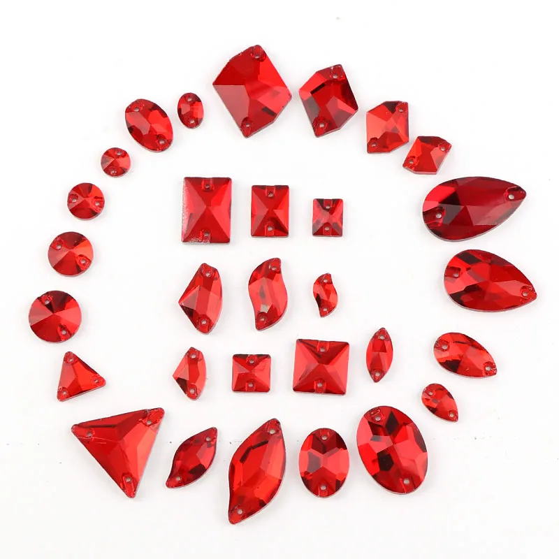 36 шт. смешанный стиль каплевидный овальный кристалл красный цвет Серебряная