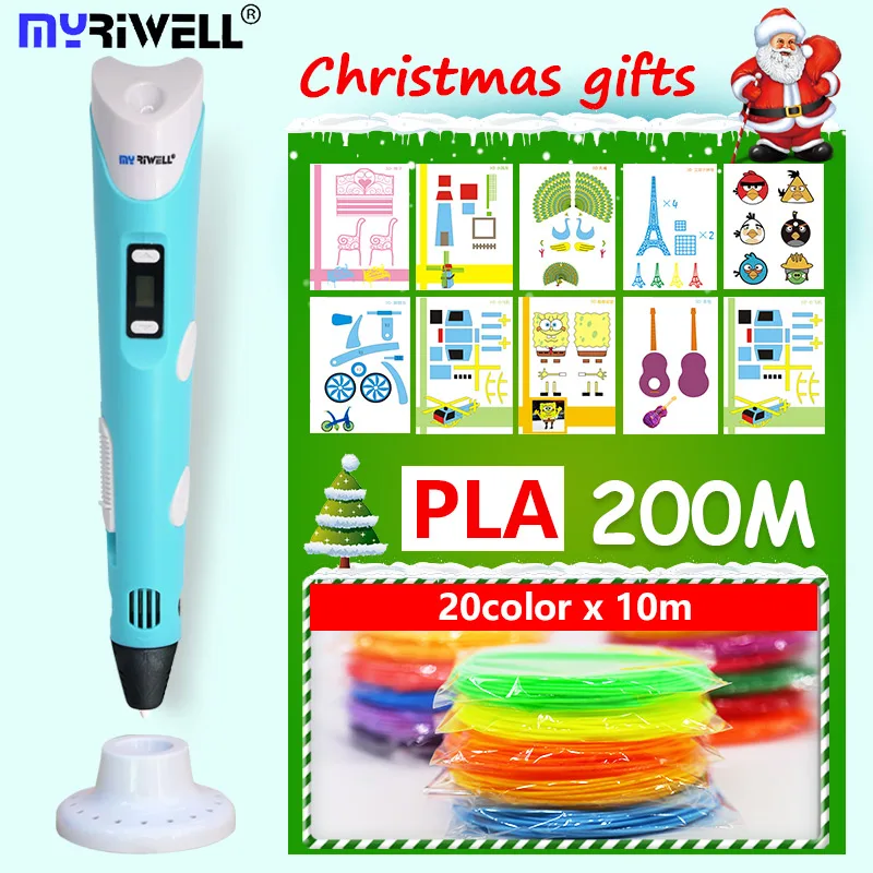 Myriwell 3d Ручка 3 d ручка включает PLA 200 м 3d принтер ручка детский инструмент для рисования волшебная ручка лучший подарок рождественские подарки