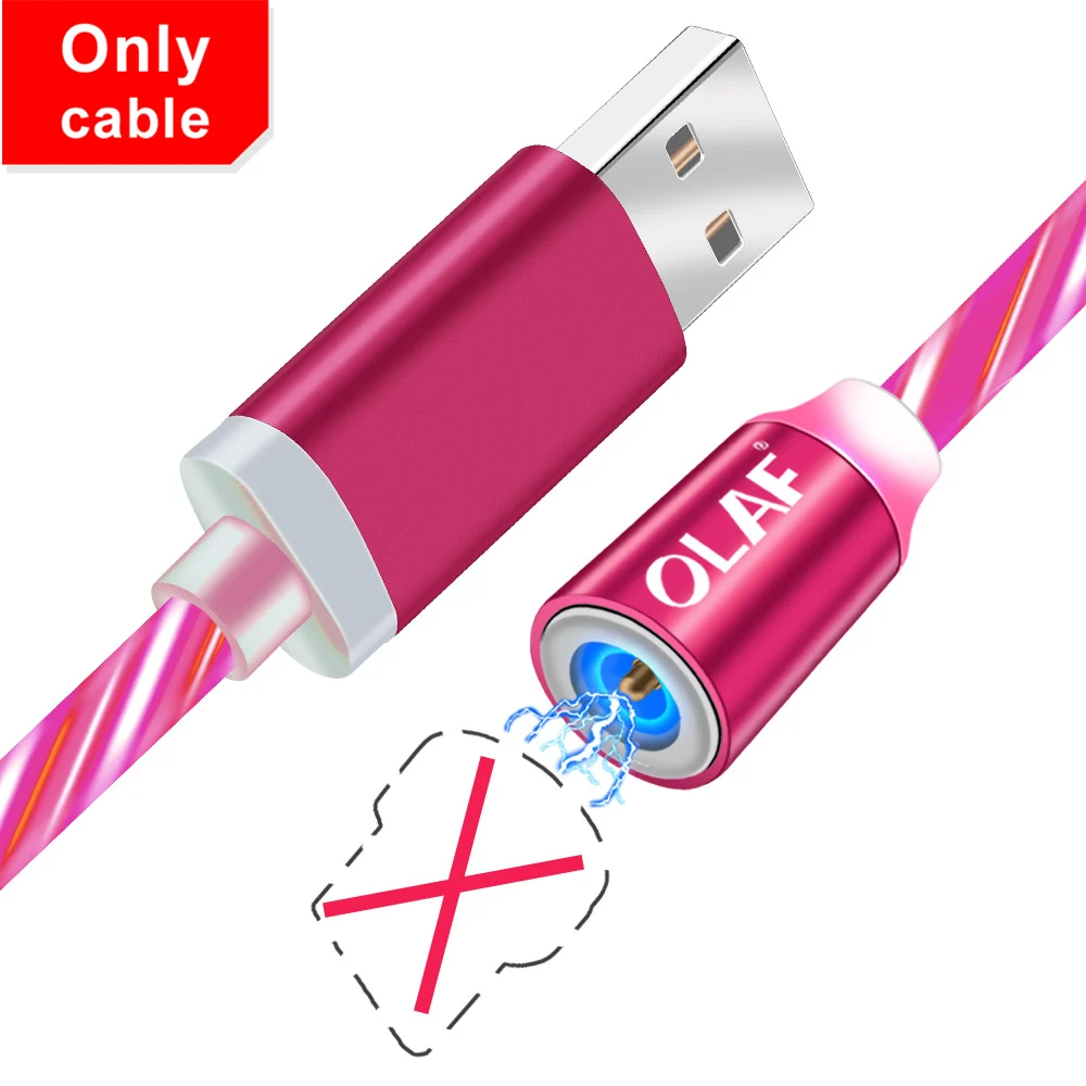 Олаф Dazzle Lighting Магнитный вращающийся кабель для быстрой зарядки Micro usb type C зарядное устройство для Iphone 7 8 X XR XS Max для Redmi Note 7 - Цвет: Only Red Cable