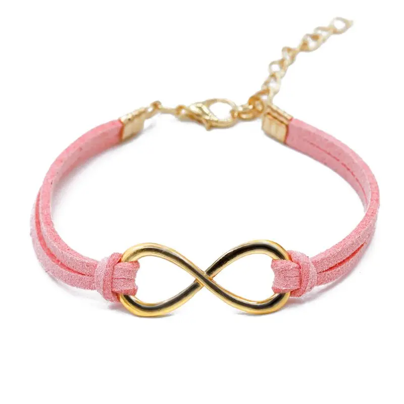 Оптовая продажа кожаный браслет унисекс с цифрой 8 символом бесконечности и