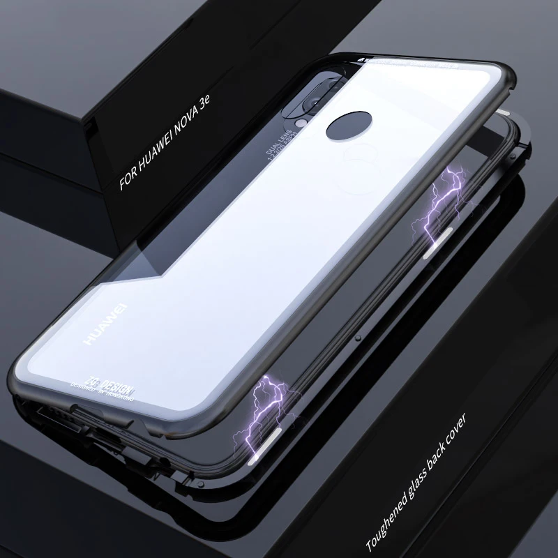 CHYI металлический магнитный адсорбционный чехол для huawei P20 lite Nova 3E алюминиевый 9H