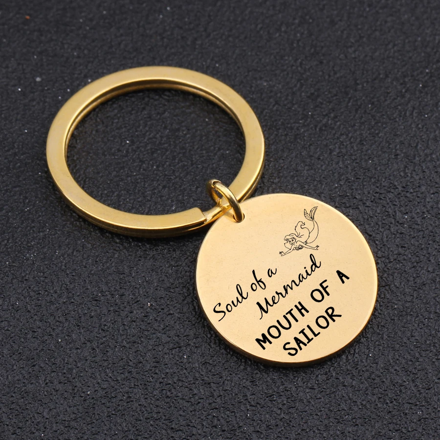 Брелок в виде Русалочки с гравировкой рот моряка для мужчин и женщин ювелирное