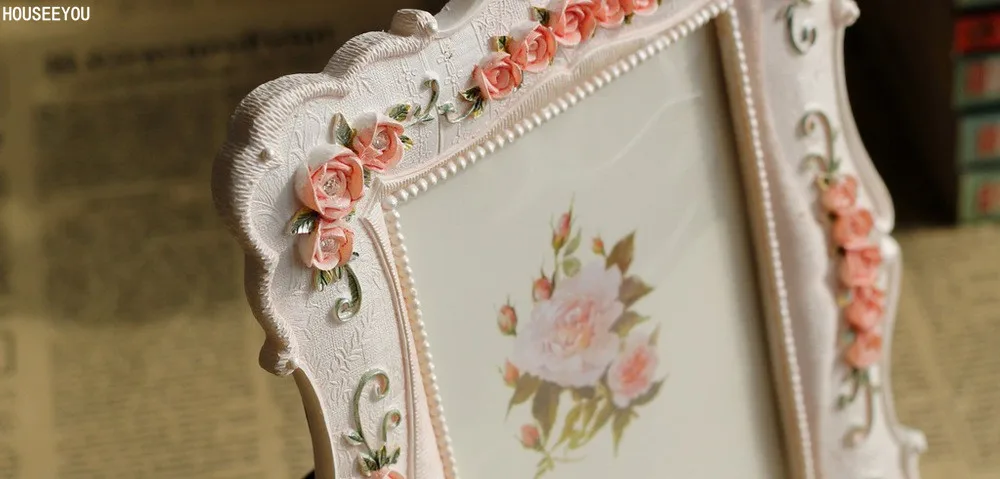 Модная винтажная Европейская фоторамка бледно розовая роза из полимерной смолы