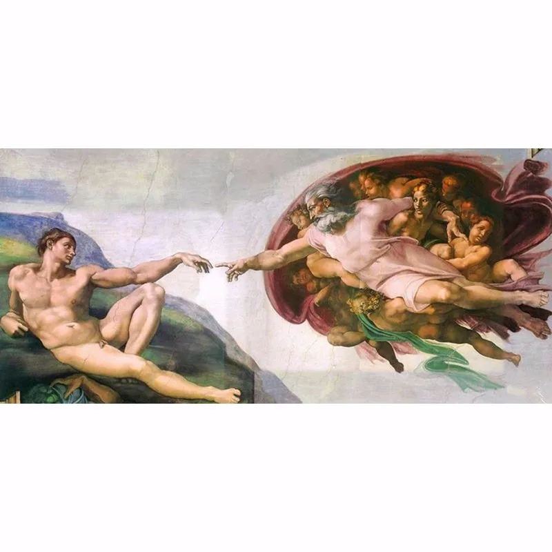 

Old Artist Handmade High Quality oil paintings The creation of Adam Michelangelo Genesis wall living room canvas Portrait paint