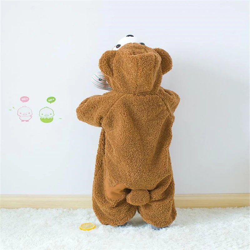 

2020 Super Cute Babay Winter Cartoon Bear Romper Toddler Fleece Kids Jumpsuits Rompers Cosplay Gifts Children Climbing Clothes