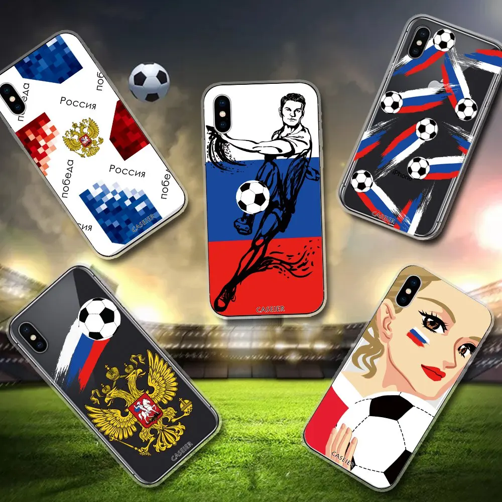 Для iPhone X caseier Футбол чехол для телефона Мягкий силиконовый 6 6S 7 8 Plus России серии