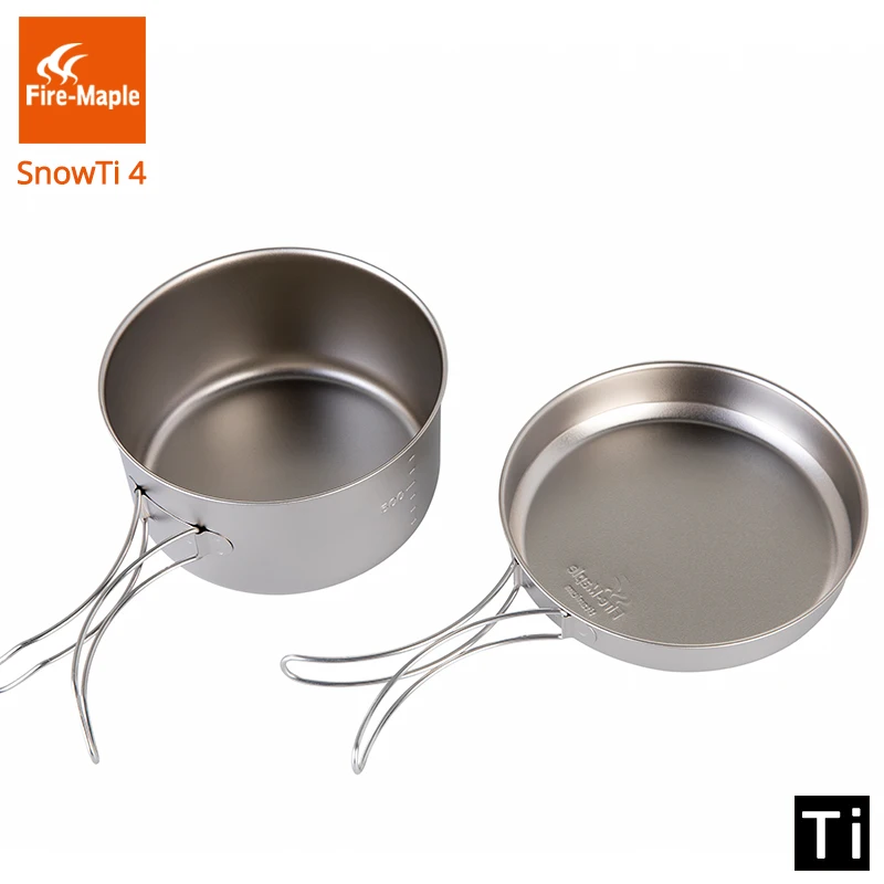 

Fire Maple SnowTi 4 Foldable Titanium Pot Pan Set Ultralight Camping Cookware Utensils