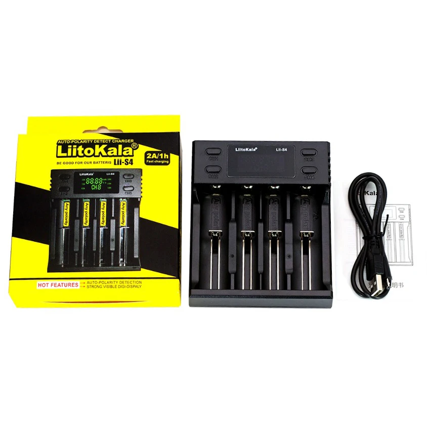 

LiitoKala Lii-S6 Lii-S4 Battery charger 18650 Charger Auto-Polarity Detect For 18650 26650 21700 32650 AA AAA batteries