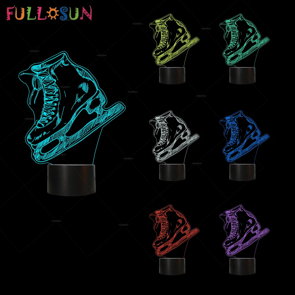 Светодиодный 3d светильник для катания на лыжах коньках в виде хоккея 7